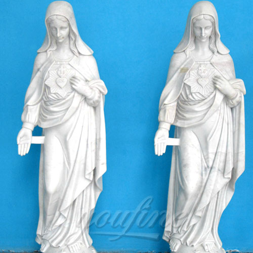 Natural White Stone Religious Virgin Mary Church Statues 5.2 Foot for Sale