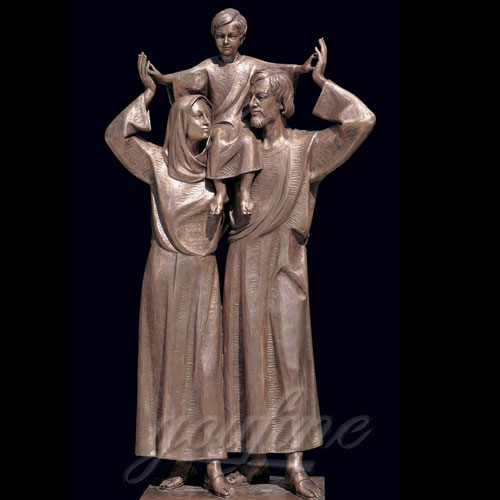 Bronze Christian Holy Family Statues of Mother Virgin Mary and Baby Jesus Lord