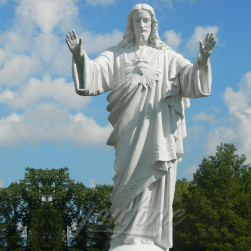 Famous Outdoor White Marble Stone Religions sacred heart of Jesus Statues for sale