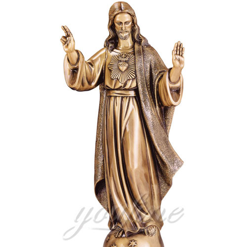 Church Religious Sacred Heart of Jesus Statue in Antique Bronze for sale