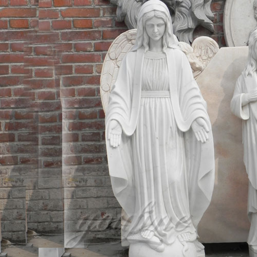 Natural White Marble Carved Virgin Mary Religious Garden Statues 5.2 Foot wholesale