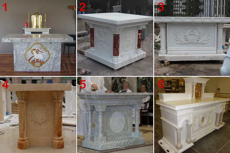 Marble Altar with Lamb Decorative Design