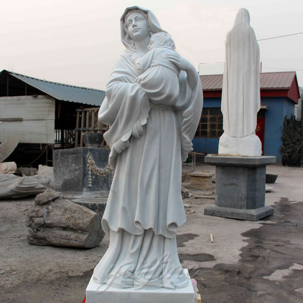 Religious statues of marble carving mary with baby jesus statues catholic