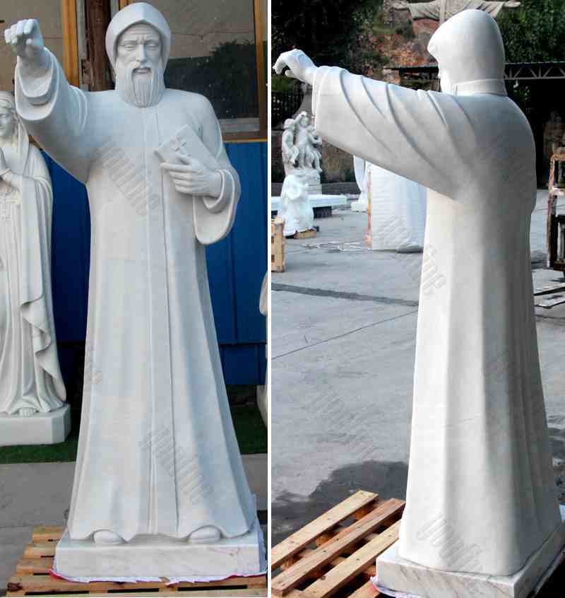catholic church saint statues for the garden white marble saint charbel with bible designs for sale
