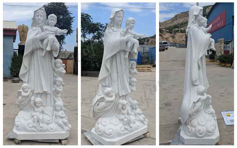 Marble Our Lady with Children Sculpture