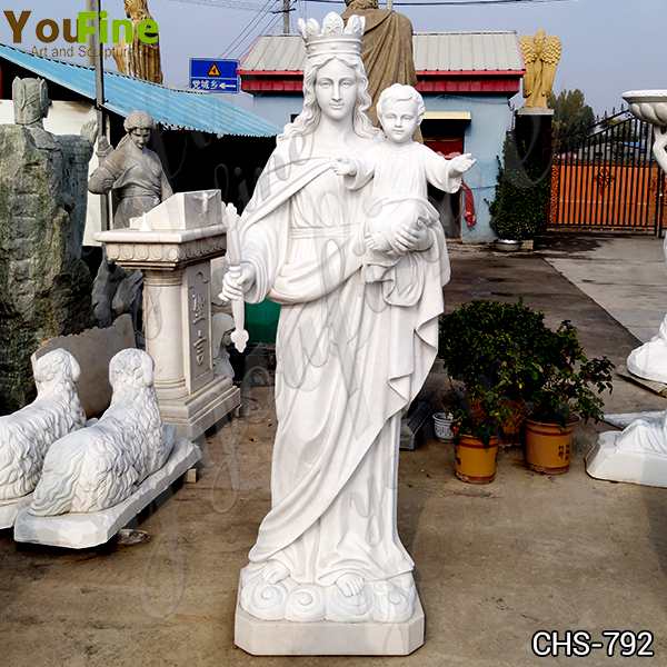 Natural Catholic Our Lady of Perpetual Holding Baby Marble Stone Statue for Sale CHS-792