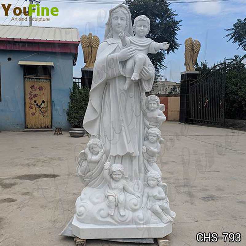 Religious Marble Our Lady with Children Statue