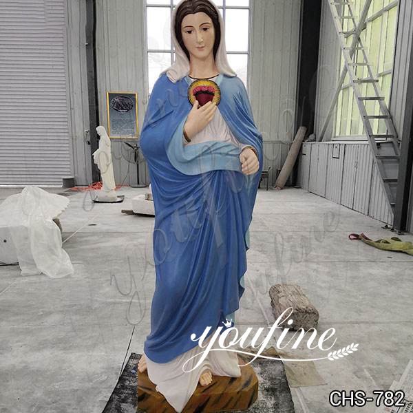 Hand Carved Painted Marble Mary Church Statue for Sale CHS-782