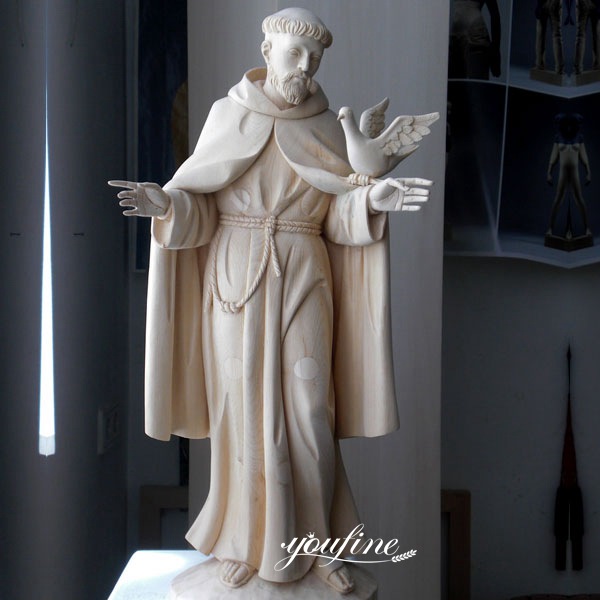 Life Size White Marble Religion St. Francis Statue for Sale CHS-711
