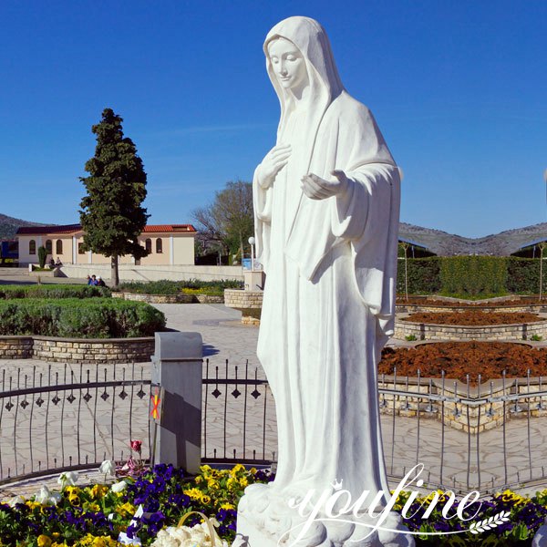 white marble our lady of medjugorje statue for sale