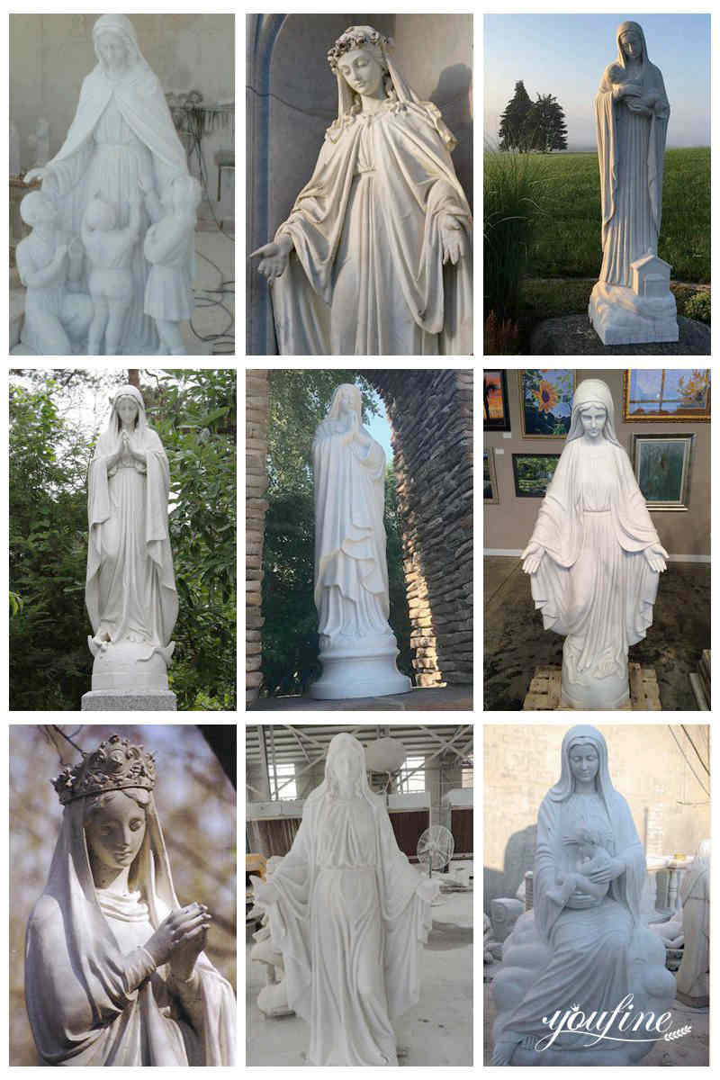 Life-size Virgin Mary Marble Religious Statue for Church Factory Supplier