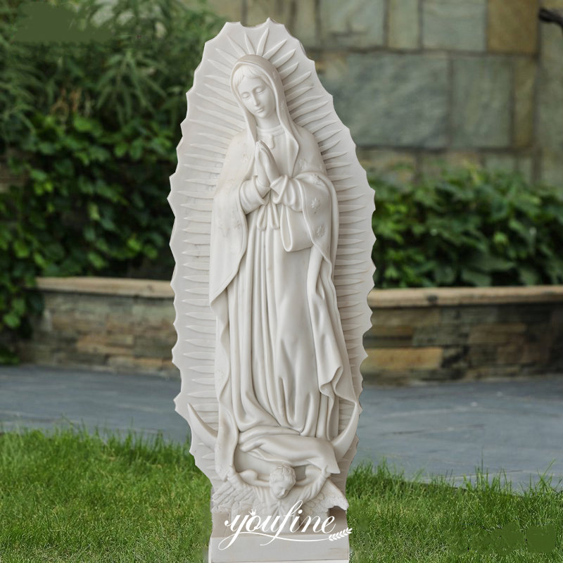 White Marble Our Lady of Guadalupe Statue for Sale