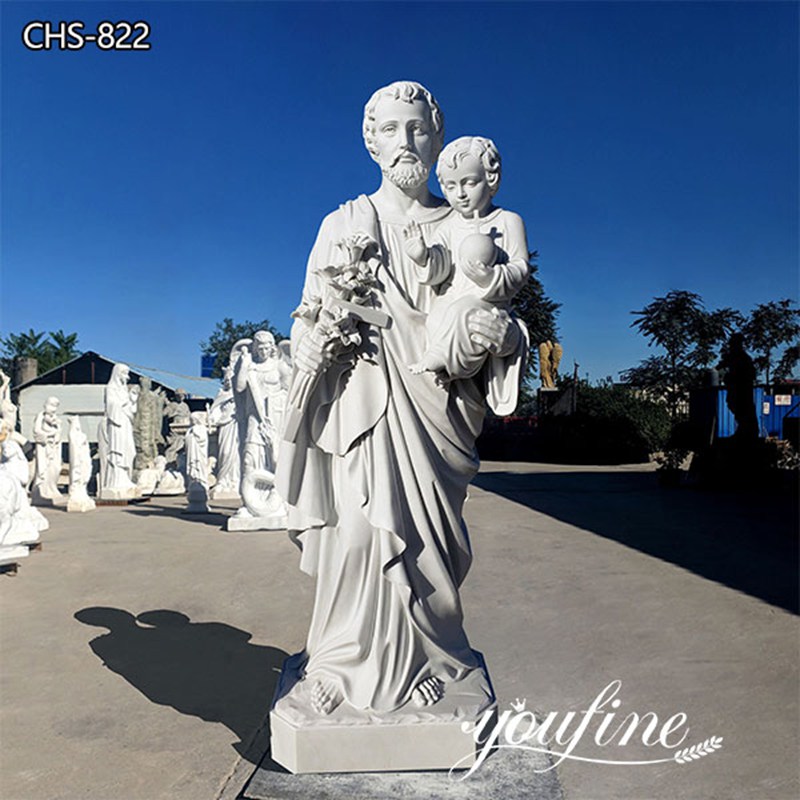 Life Size White Marble Saint Joseph Statue for Sale