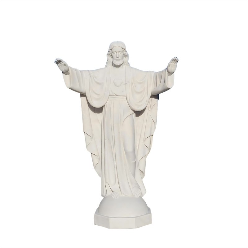 Marble Statue Church Jesus with Open Hands