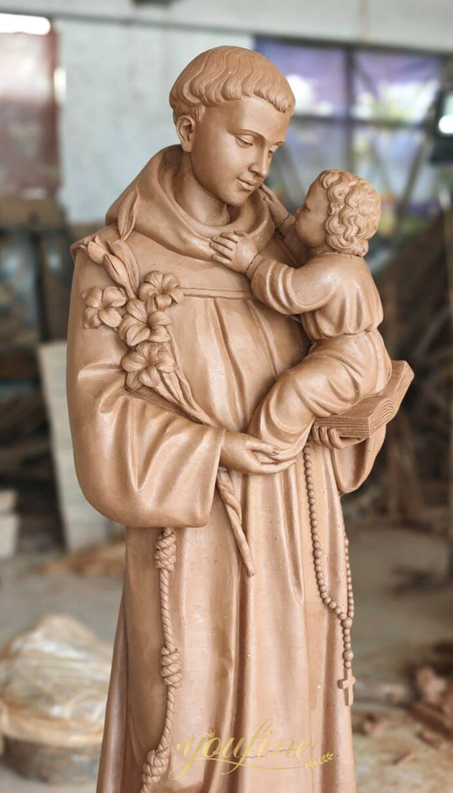 St Anthony Garden Statue clay model detail