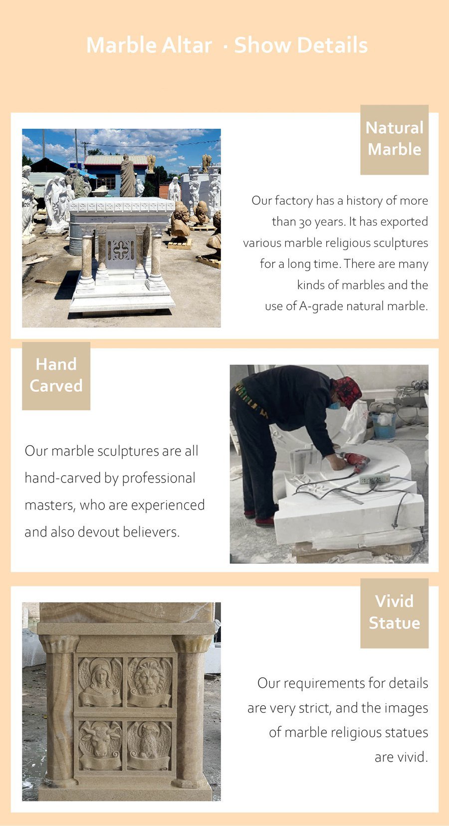 YF mable altars show process and details