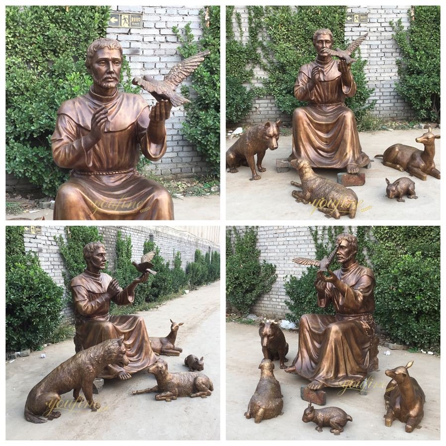 exquisite details of bronze st francis for garden