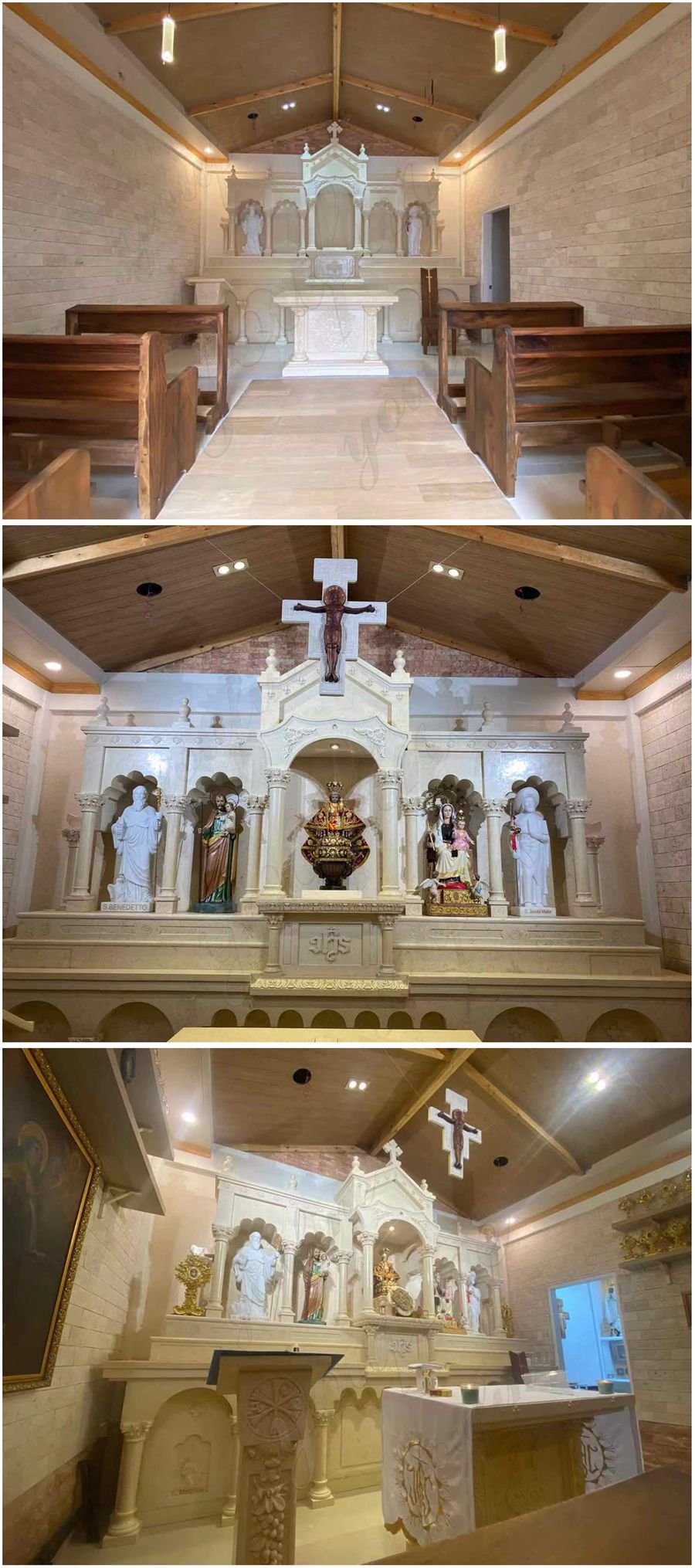 feedback of beige marble altar for church