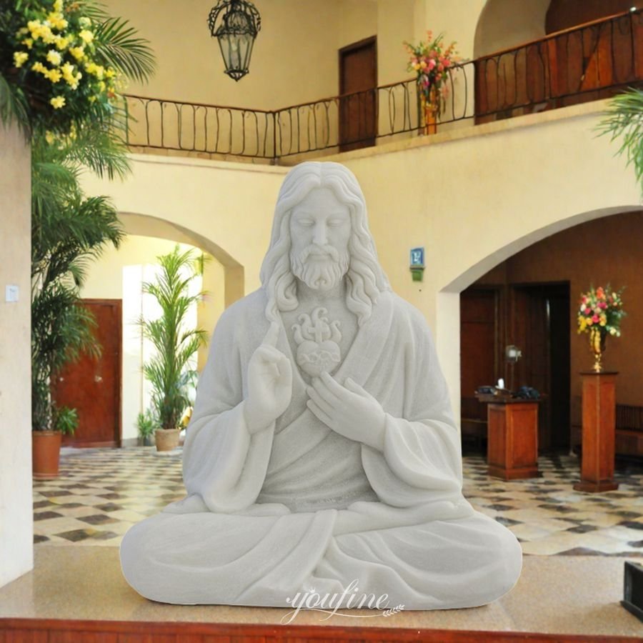 marble Jesus meditating statue for sale