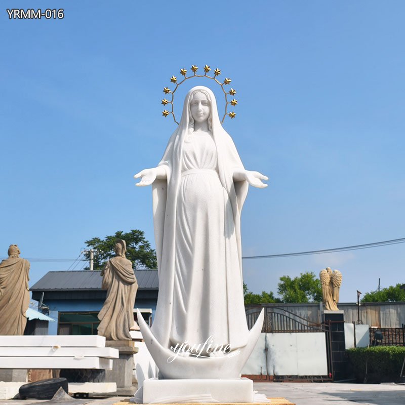white Marble Pregnant Mary Statue