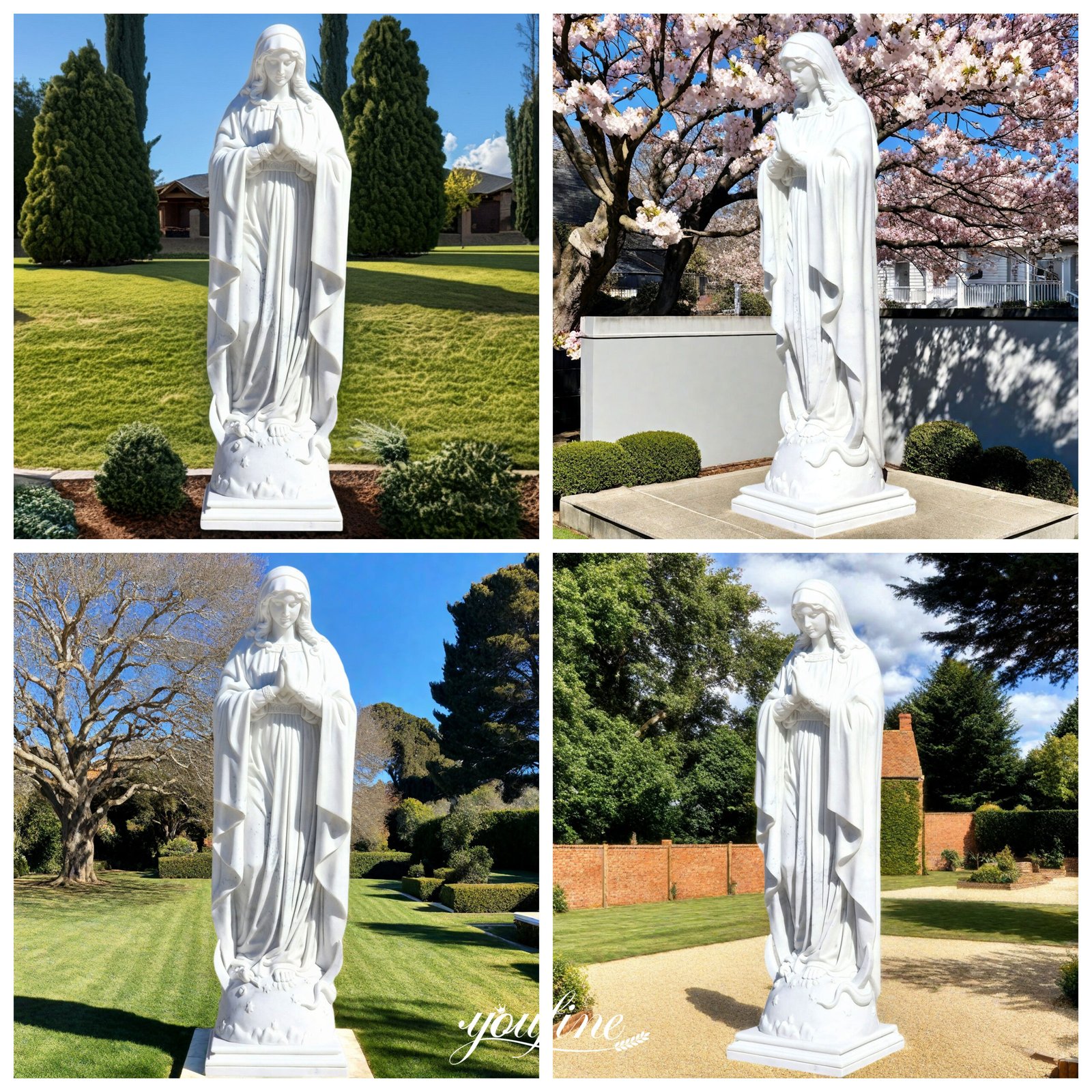 large Marble White Mary Statue