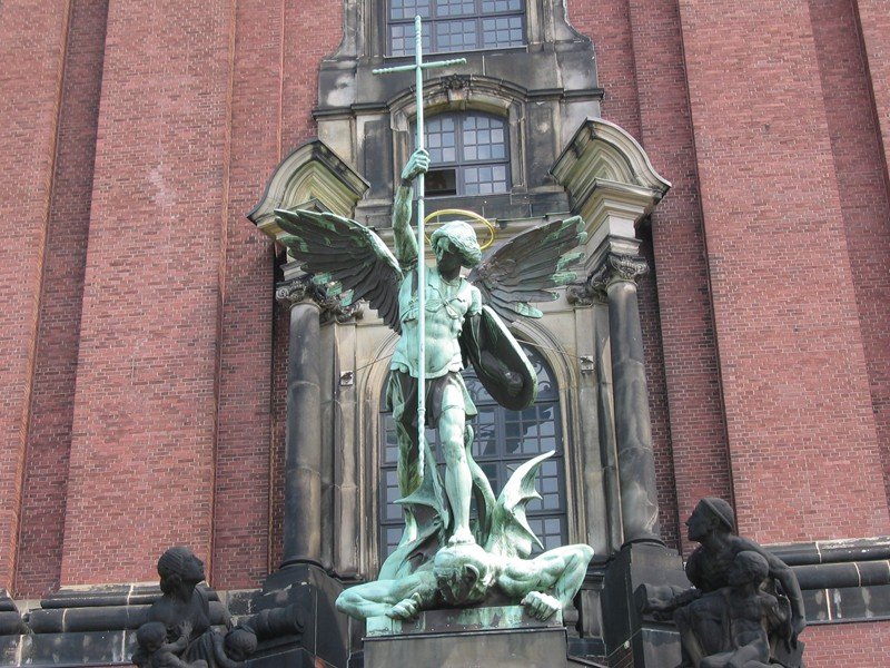 the famous bronze St. Michael in Hamburg