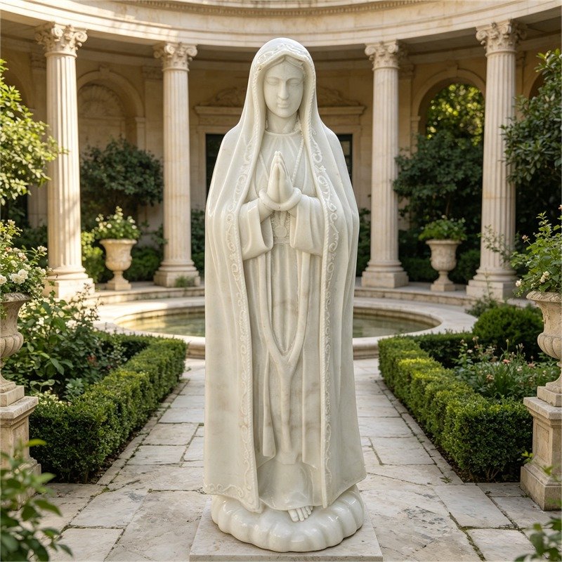 Our Lady of Fatima religious statue symbolizing prayer repentance and peace