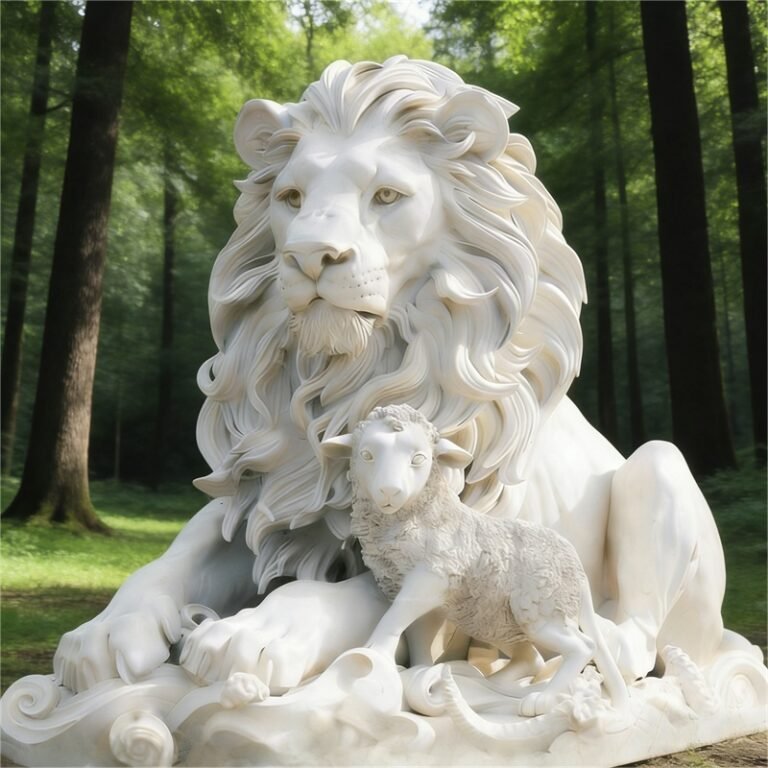 Lion and lamb statue7