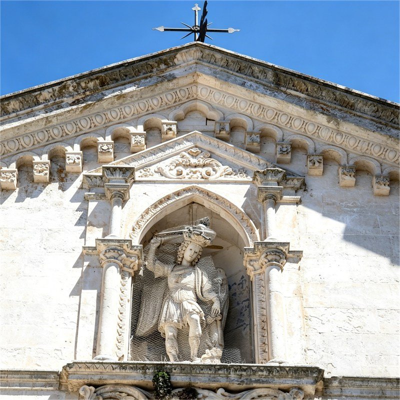 Statue of Archangel Michael at the Sanctuary of Monte Sant’Angelo, Italy