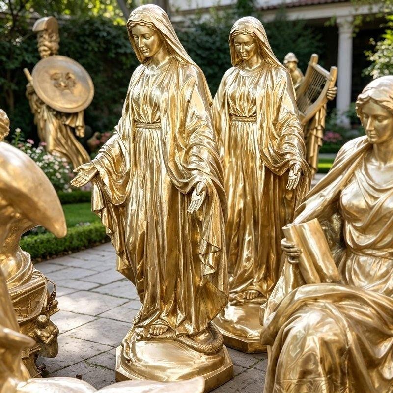 Bronze Statue of the Blessed Virgin Mary with Gold Gilding