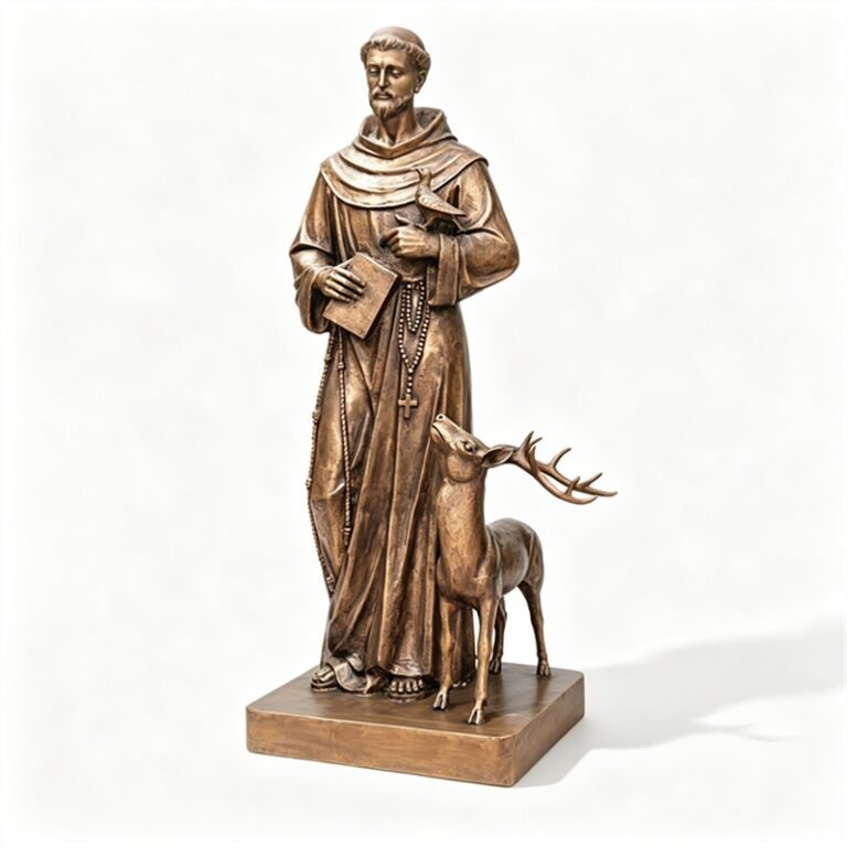 Bronze Saint Francis with Deer statue