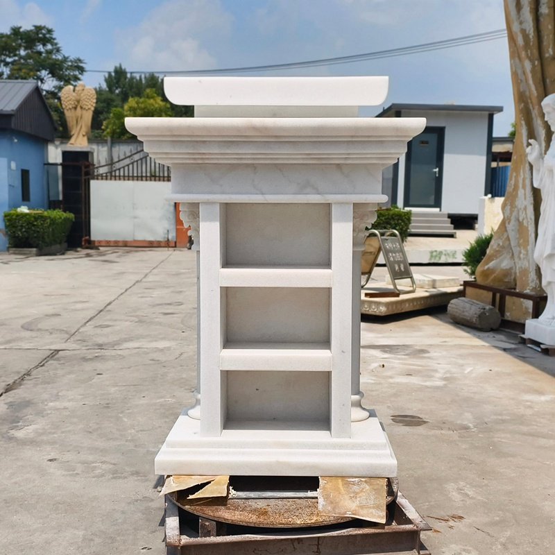 Custom Four Living Creatures White Marble Church Pulpit