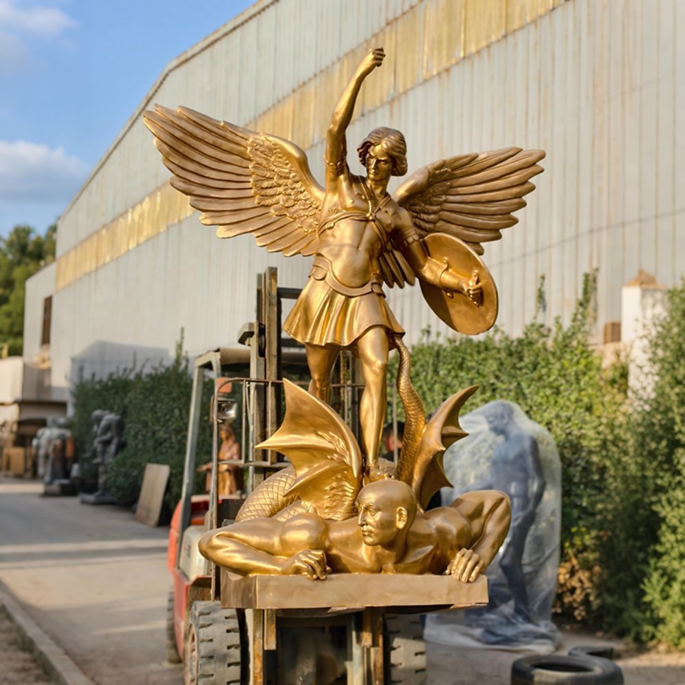Bronze Archangel Michael Defeating Satan