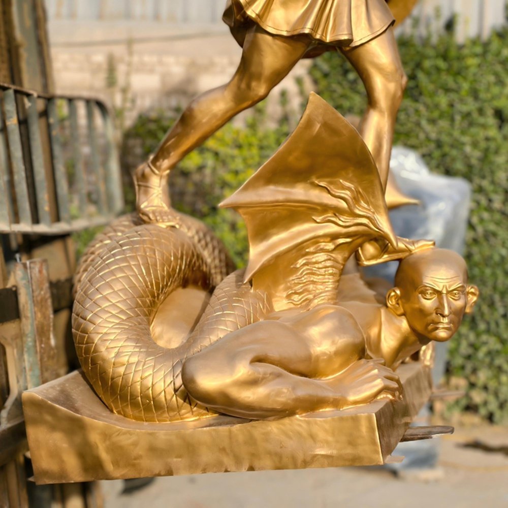 Bronze Archangel Michael Defeating Satan