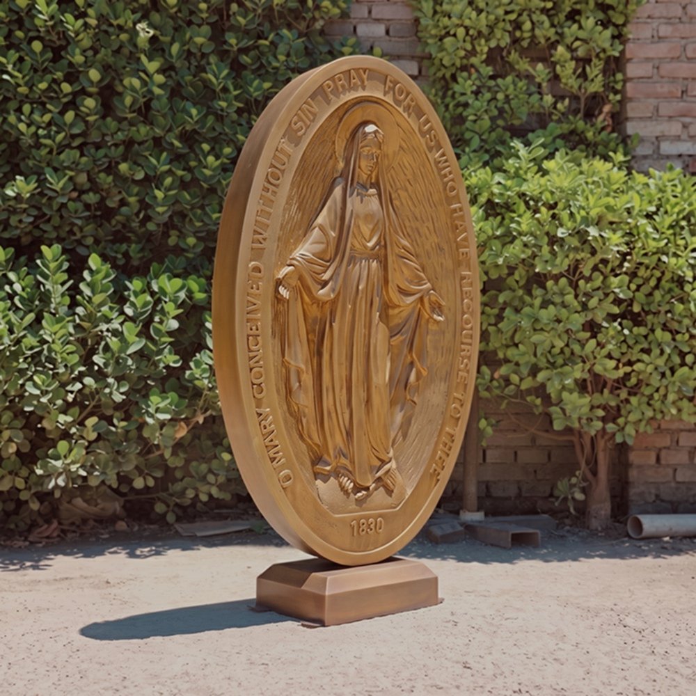 Bronze Miraculous Medal Mary Statue