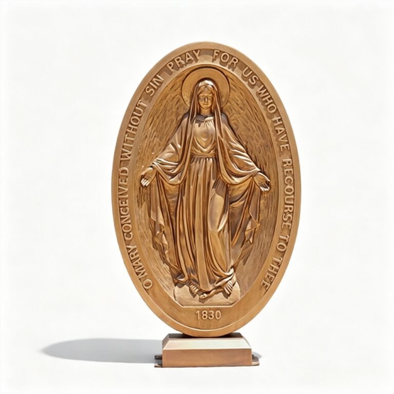 Bronze Miraculous Medal Mary Statue