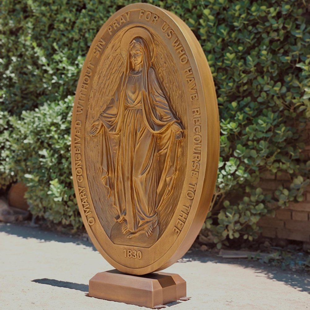 Bronze Miraculous Medal Mary Statue