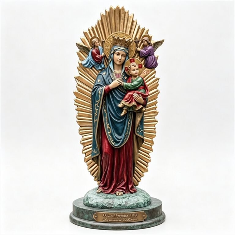 Painted Bronze Our Lady of Perpetual statue