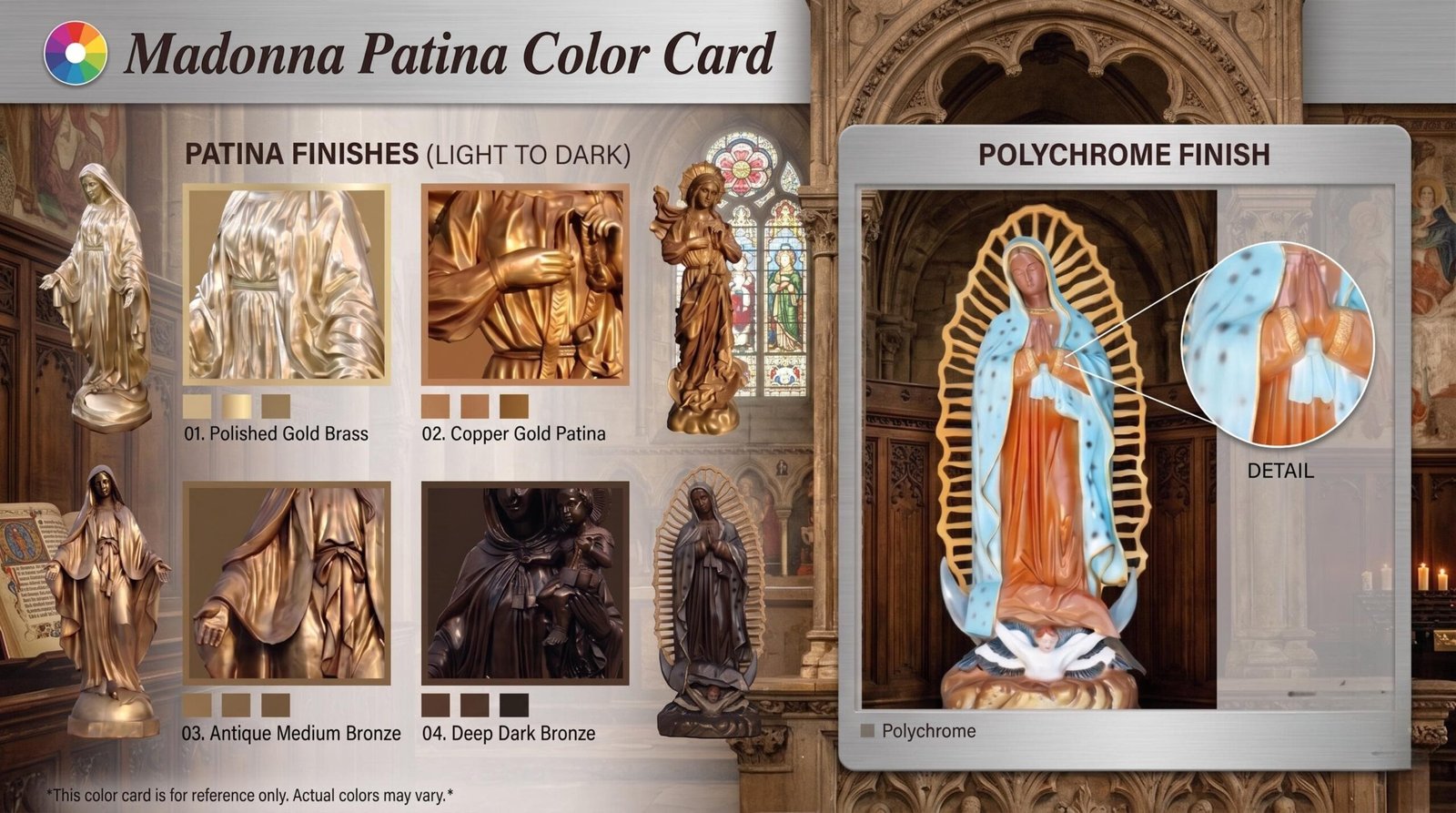 Bronze Mary Statue Patina Color Card