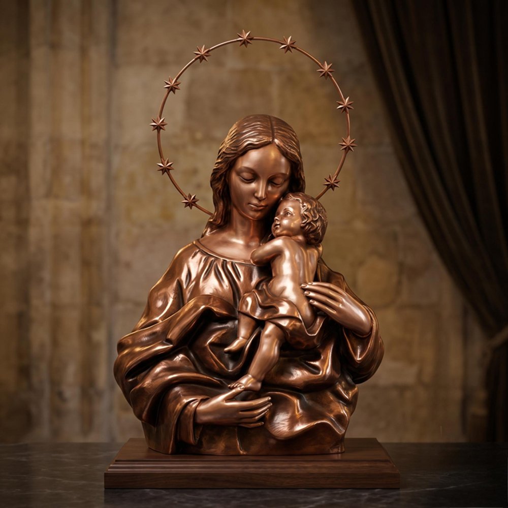 Bronze Virgin Mary Bust