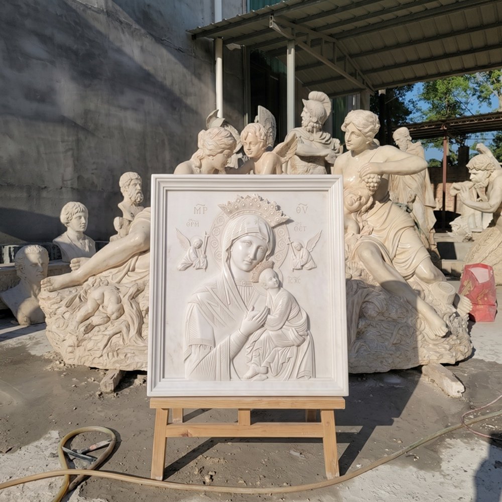 White Marble Our lady of Perpetual Help Relief