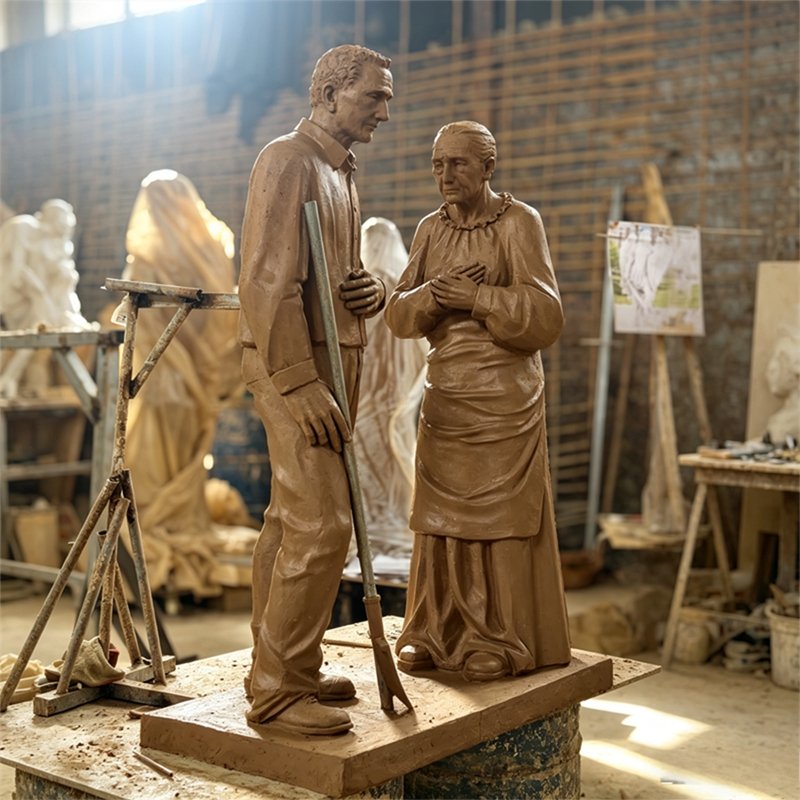 St. Isidore and St. Maria de la Cabeza Statue Set