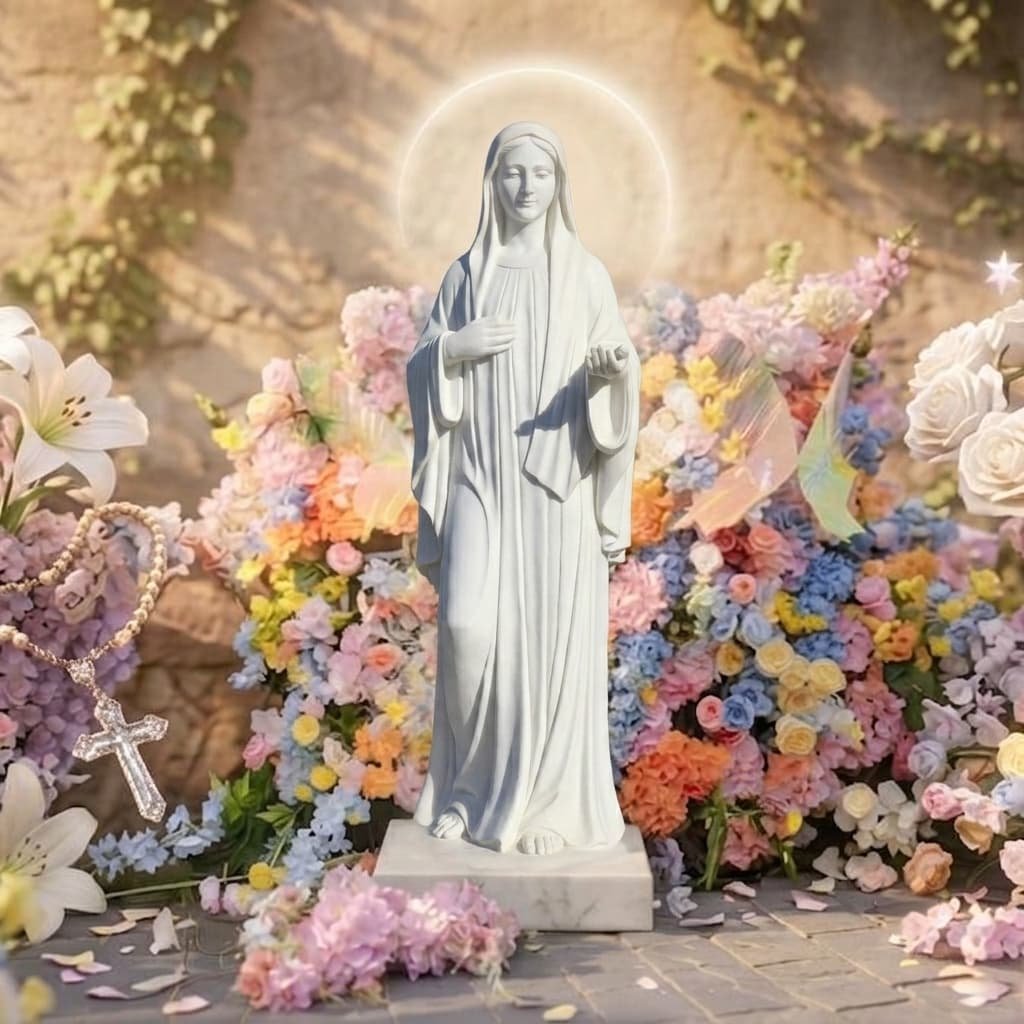 marble virgin mary statue