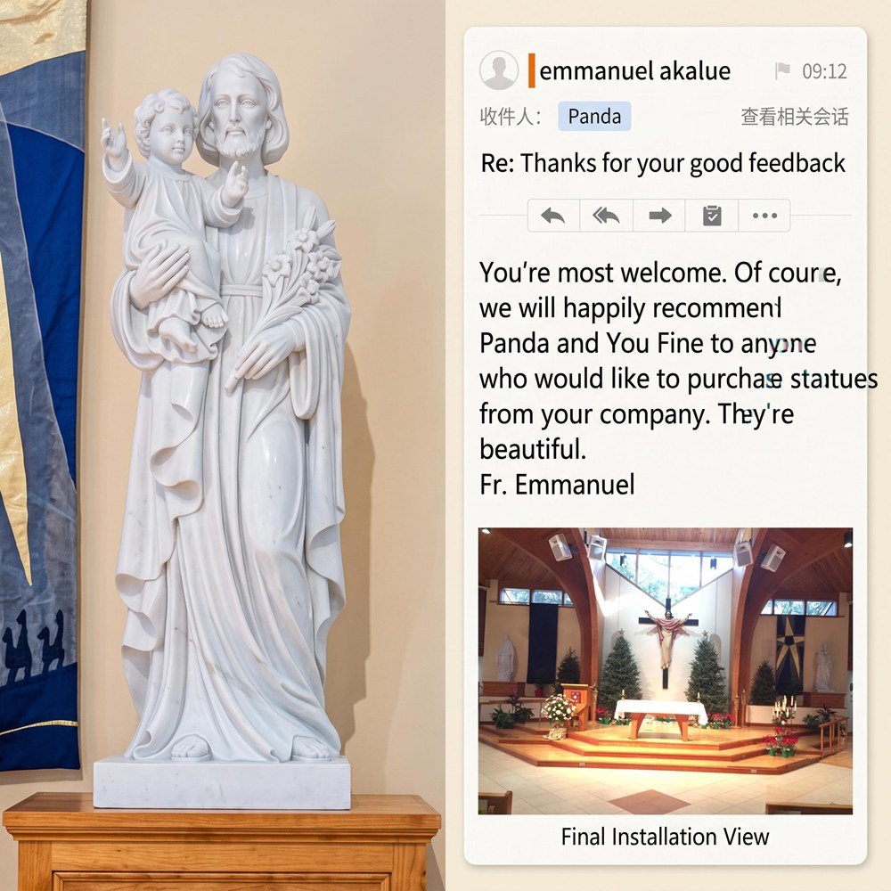 Saint Joseph statue installed in an American Catholic church