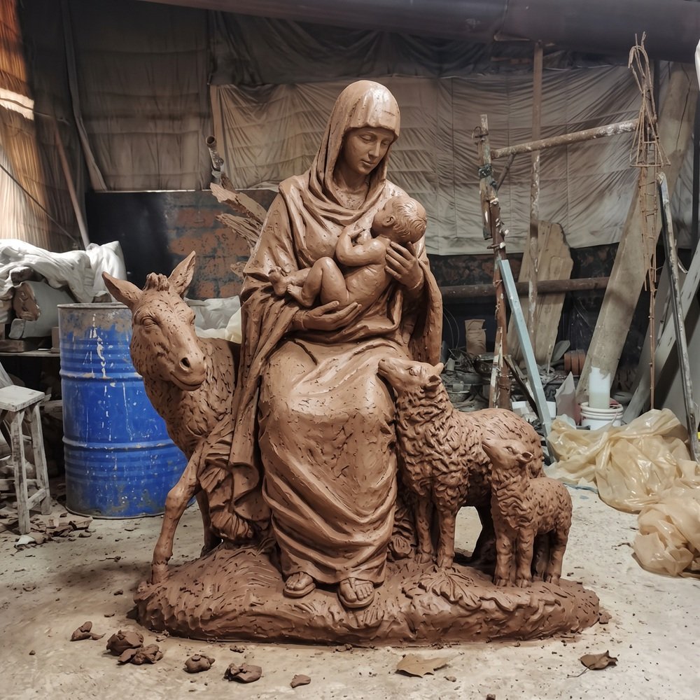 Bronze Flight into Egypt Statue
