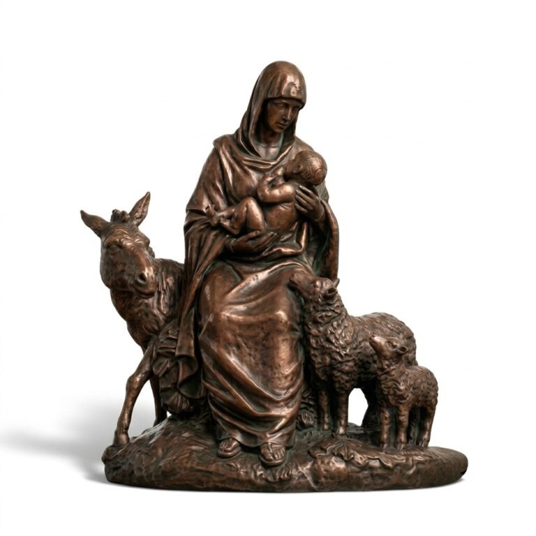Bronze Flight into Egypt Statue