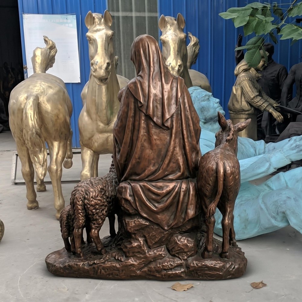 Bronze Flight into Egypt Statue