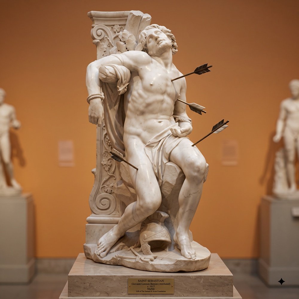 Marble Saint Sebastian statue
