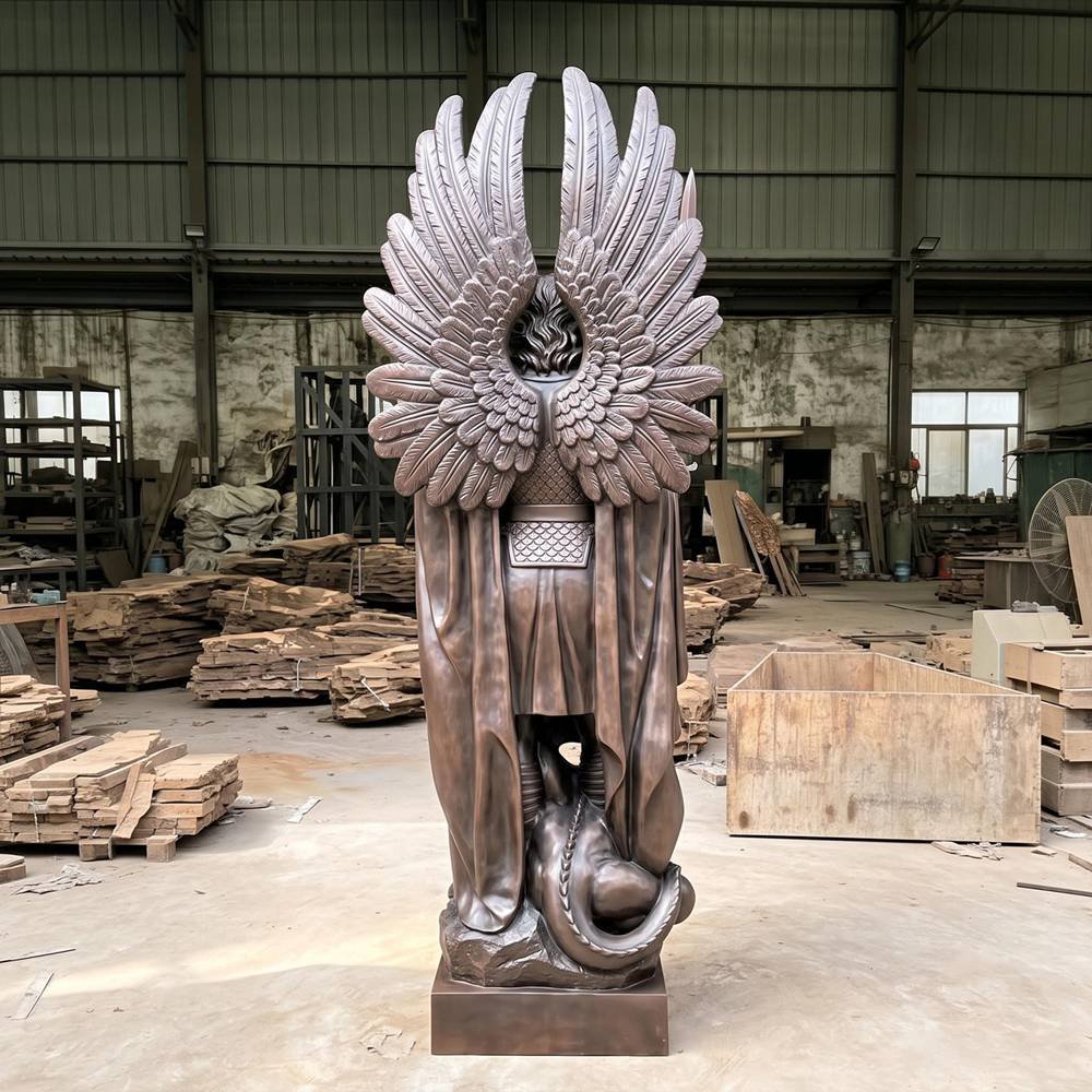 Bronze Archangel Michael with Sword and Shield Statue