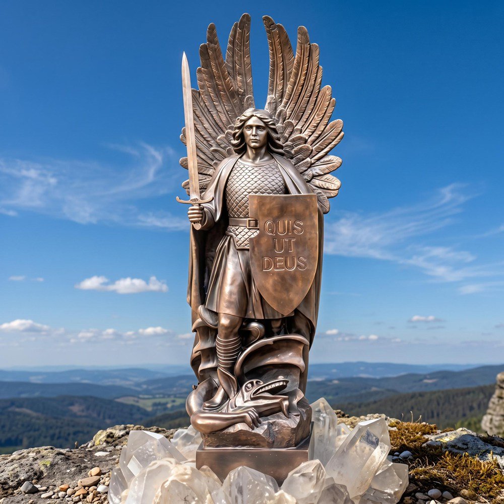 Bronze Archangel Michael with Sword and Shield Statue